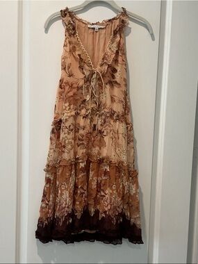 Secret Mission Isabel Silk Floral Ruffle Tiered Mini Dress